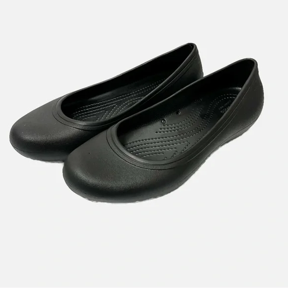 Crocs at Work Iconic Comfort Ballet Flats Black Non-Slip Size 8 EUC - Picture 2 of 8